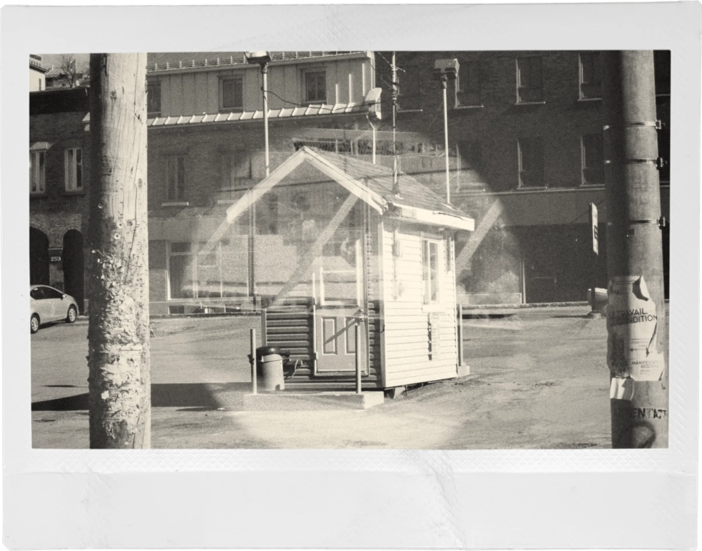 Cabin on a parking lot