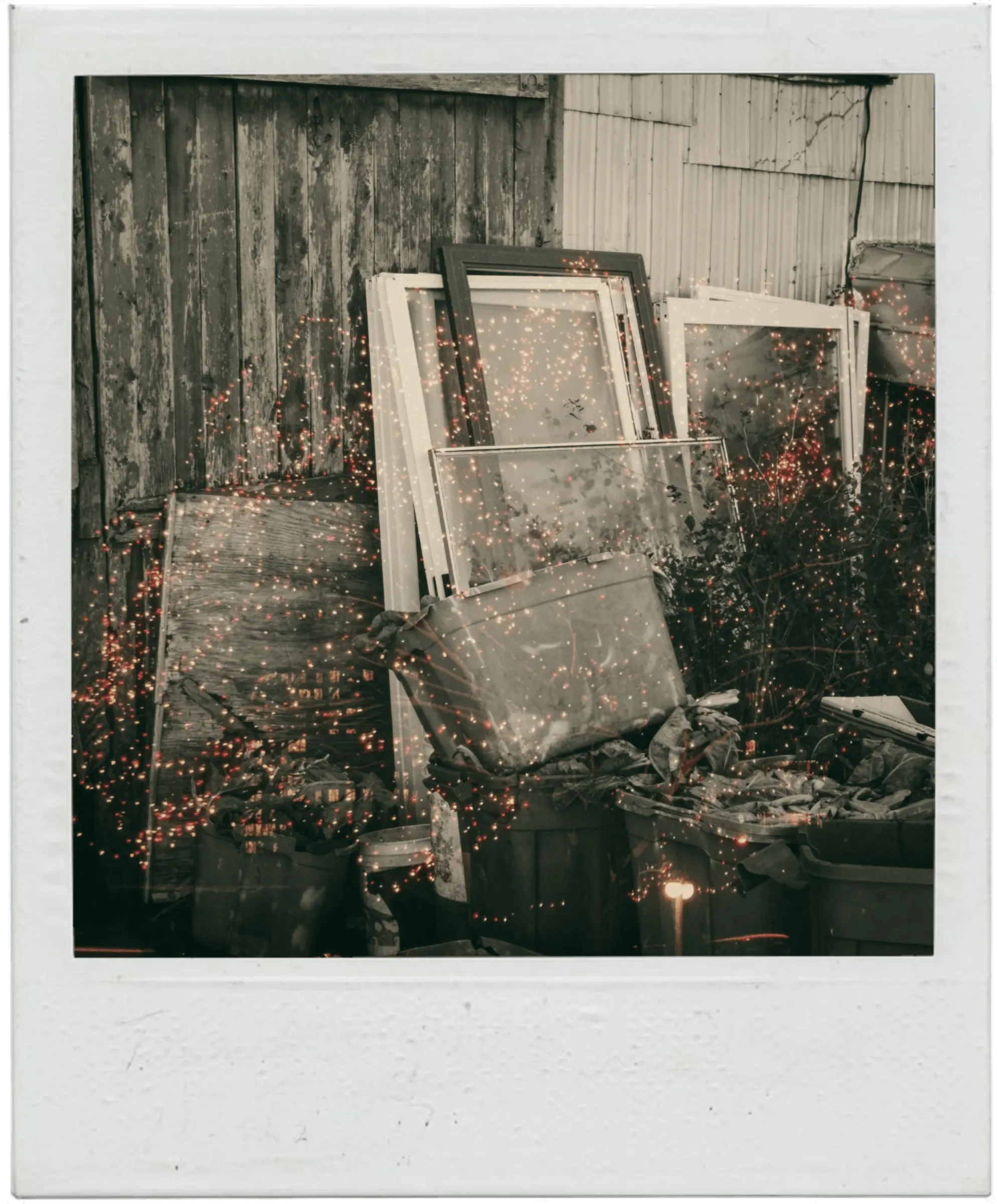 polaroid of old doors, windows and lights