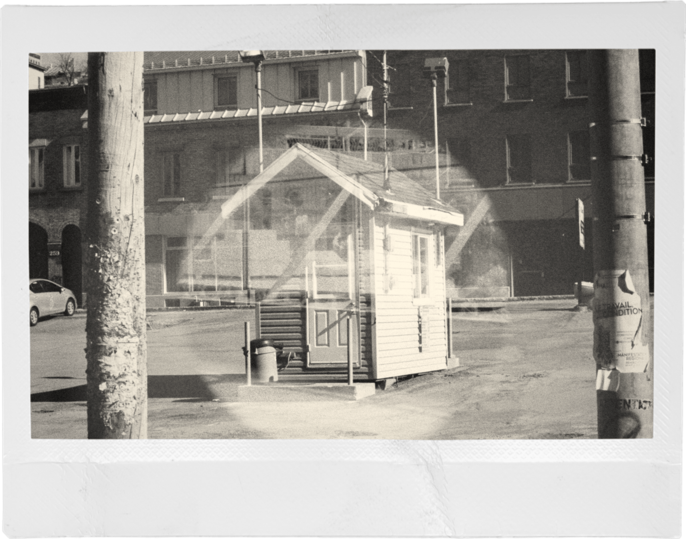 Cabin on a parking lot